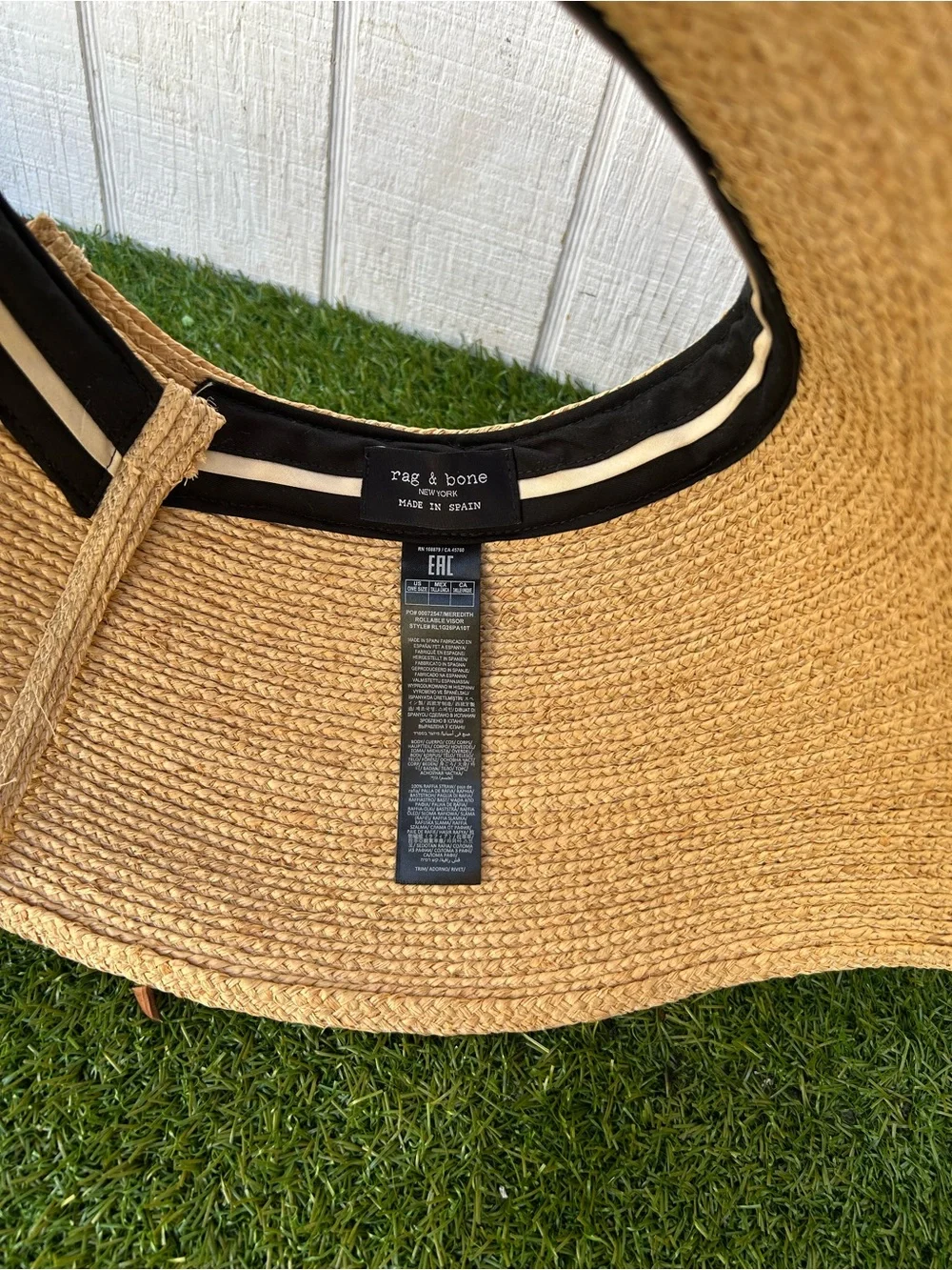 rag & bone Meredith Rollable Raffia Visor $278 Color: Natural Straw one size new